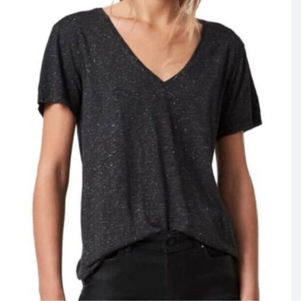 NWT AllSaints Emelyn Shimmer Tee in Black Size Medium - Picture 3 of 9